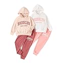 Girls Activewear Set 4Pcs Hooded Sweatshirt and Sweatpants 3-14Y