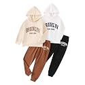 Girls Activewear Set 4Pcs Hooded Sweatshirt and Sweatpants 3-14Y