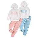 Girls Activewear Set 4Pcs Hooded Sweatshirt and Sweatpants 3-14Y