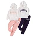 Girls Activewear Set 4Pcs Hooded Sweatshirt and Sweatpants 3-14Y