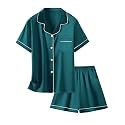 Girls &amp; Womens Satin Pajamas Set, Silk Button-Down Sleepwear 2 Piece Nightwear, 3 Years - Women XXL