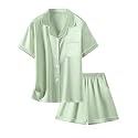 Girls &amp; Womens Satin Pajamas Set, Silk Button-Down Sleepwear 2 Piece Nightwear, 3 Years - Women XXL