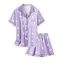 Girls &amp; Womens Satin Pajamas Set, Silk Button-Down Sleepwear 2 Piece Nightwear, 3 Years - Women XXL