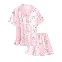 Girls &amp; Womens Satin Pajamas Set, Silk Button-Down Sleepwear 2 Piece Nightwear, 3 Years - Women XXL