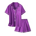 Girls &amp; Womens Satin Pajamas Set, Silk Button-Down Sleepwear 2 Piece Nightwear, 3 Years - Women XXL