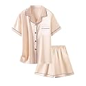 Girls &amp; Womens Satin Pajamas Set, Silk Button-Down Sleepwear 2 Piece Nightwear, 3 Years - Women XXL