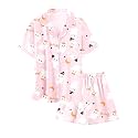 Girls &amp; Womens Satin Pajamas Set, Silk Button-Down Sleepwear 2 Piece Nightwear, 3 Years - Women XXL