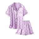 Girls &amp; Womens Satin Pajamas Set, Silk Button-Down Sleepwear 2 Piece Nightwear, 3 Years - Women XXL