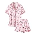 Girls &amp; Womens Satin Pajamas Set, Silk Button-Down Sleepwear 2 Piece Nightwear, 3 Years - Women XXL