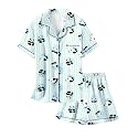 Girls &amp; Womens Satin Pajamas Set, Silk Button-Down Sleepwear 2 Piece Nightwear, 3 Years - Women XXL