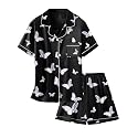 Girls &amp; Womens Satin Pajamas Set, Silk Button-Down Sleepwear 2 Piece Nightwear, 3 Years - Women XXL