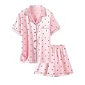 Girls &amp; Womens Satin Pajamas Set, Silk Button-Down Sleepwear 2 Piece Nightwear, 3 Years - Women XXL