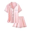 Girls &amp; Womens Satin Pajamas Set, Silk Button-Down Sleepwear 2 Piece Nightwear, 3 Years - Women XXL