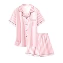 Girls &amp; Womens Satin Pajamas Set, Silk Button-Down Sleepwear 2 Piece Nightwear, 3 Years - Women XXL