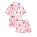 Girls &amp; Womens Satin Pajamas Set, Silk Button-Down Sleepwear 2 Piece Nightwear, 3 Years - Women XXL
