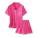 Girls &amp; Womens Satin Pajamas Set, Silk Button-Down Sleepwear 2 Piece Nightwear, 3 Years - Women XXL