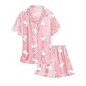 Girls &amp; Womens Satin Pajamas Set, Silk Button-Down Sleepwear 2 Piece Nightwear, 3 Years - Women XXL