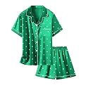 Girls &amp; Womens Satin Pajamas Set, Silk Button-Down Sleepwear 2 Piece Nightwear, 3 Years - Women XXL