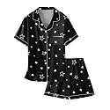 Girls &amp; Womens Satin Pajamas Set, Silk Button-Down Sleepwear 2 Piece Nightwear, 3 Years - Women XXL