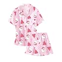 Girls & Womens Satin Pajamas Set, Silk Button-Down Sleepwear 2 Piece Nightwear, 3 Years - Women XXL