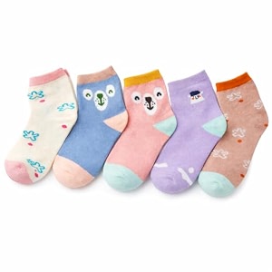 girls ankle socks 5 pack cute assorted designs kids girl 2-12 years soft stretchable pastel colors socks for kids 2 years to 12 years