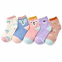 Girls Ankle Socks, 5 Pack, cute assorted Designs, kids girl (2-12 years), soft, stretchable, pastel colors socks for kids 2 years to 12 years