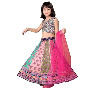 Girls Art Silk Lehenga Choli Set with