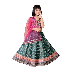 Girls Art Silk Lehenga Choli Set with