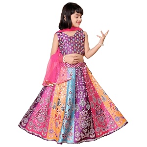 Girls Art Silk Lehenga Choli Set with