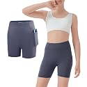 Girls Athletic Biker Shorts with Pockets Butter Soft High Waisted