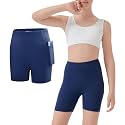 Girls Athletic Biker Shorts with Pockets Butter Soft High Waisted