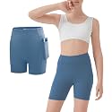 Girls Athletic Biker Shorts with Pockets Butter Soft High Waisted