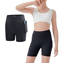 Girls Athletic Biker Shorts with Pockets Butter Soft High Waisted