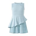 Girls Athletic Dress Set, Sleeveless Tennis Dress with Shorts