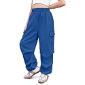Girls Baggy Lightweight Cargo Pants Streetwear Parachute Pants