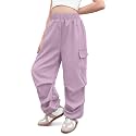 Girls Baggy Lightweight Cargo Pants Streetwear Parachute Pants