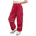 Girls Baggy Lightweight Cargo Pants Streetwear Parachute Pants