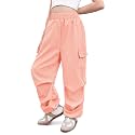 Girls Baggy Lightweight Cargo Pants Streetwear Parachute Pants