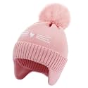 Girls Beanie Knit Hat with Ear Flaps Rainbow Cat Hats Toddler Kids Winter Outdoor Skull Snow Ski Cap Age 2-10