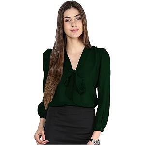 Girls Bishop Sleeves V-Neck tie up top-71