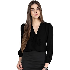 Girls Bishop sleeves V-neck tie up top-71