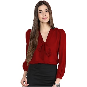 Girls Bishop sleeves V-neck tie up top-71