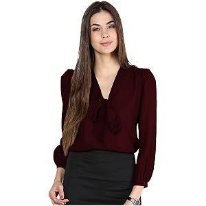 Girls Bishop sleeves V-neck tie up top-71