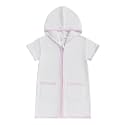 Girls Boys Hooded Terry Coverups One Piece Swimsuits Summer Striped Trim Zip Up Short Sleeve Swim Cover Up Beachwear