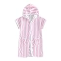 Girls Boys Hooded Terry Coverups One Piece Swimsuits Summer Striped Trim Zip Up Short Sleeve Swim Cover Up Beachwear