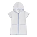 Girls Boys Hooded Terry Coverups One Piece Swimsuits Summer Striped Trim Zip Up Short Sleeve Swim Cover Up Beachwear