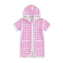 Girls Boys Hooded Terry Coverups One Piece Swimsuits Summer Striped Trim Zip Up Short Sleeve Swim Cover Up Beachwear
