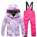 Girls/Boys Snowsuits Hooded Insulated Windproof Winer Coats Ski Jacket Snow Pants Set