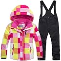 Girls/Boys Snowsuits Hooded Insulated Windproof Winer Coats Ski Jacket Snow Pants Set