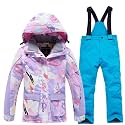 Girls/Boys Snowsuits Hooded Insulated Windproof Winer Coats Ski Jacket Snow Pants Set